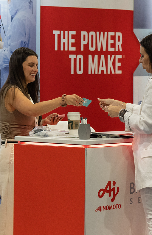 Pharma woman at exhibition stand