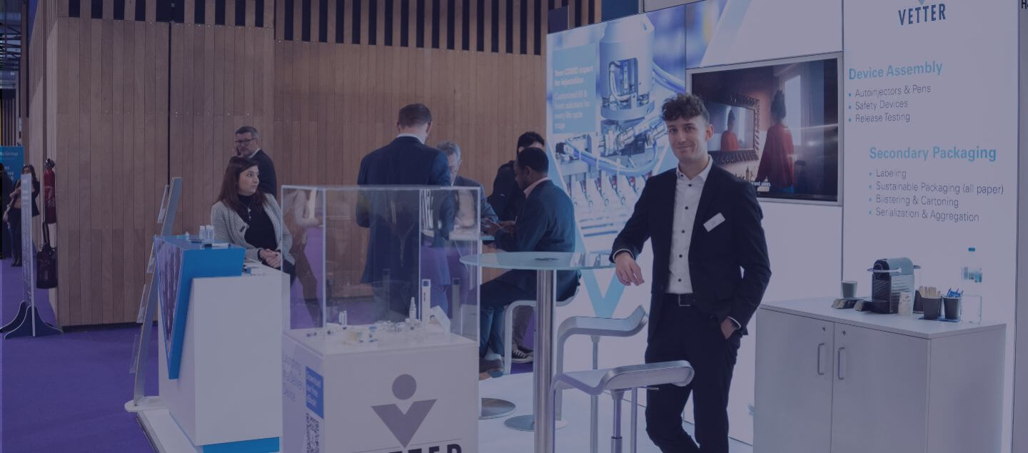 Pharma professional at Pharmapack stands