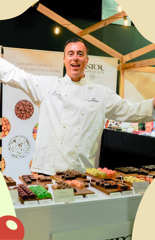 Exhibitor showing his goods